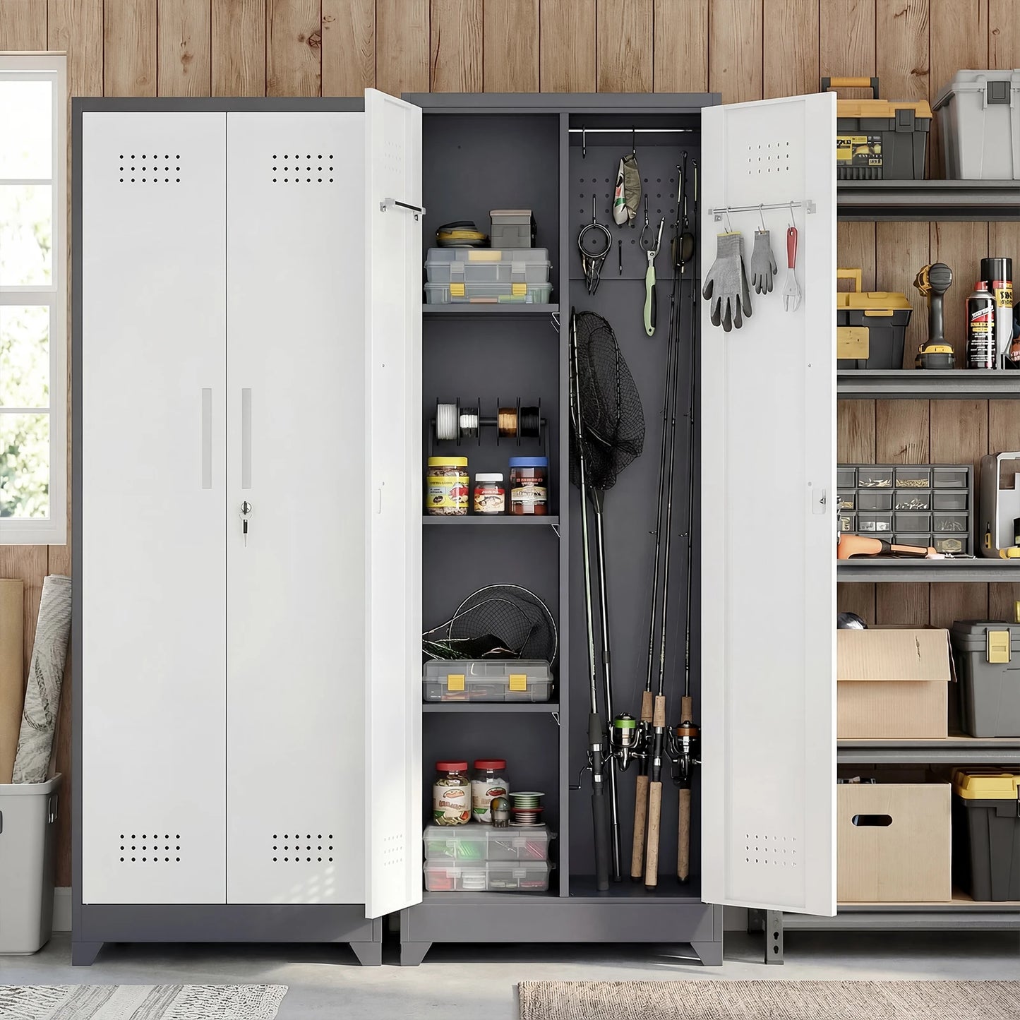 Professional Garage Tool Storage Cabinet Heavy Duty Lockable Adjustable Shelves Waterproof