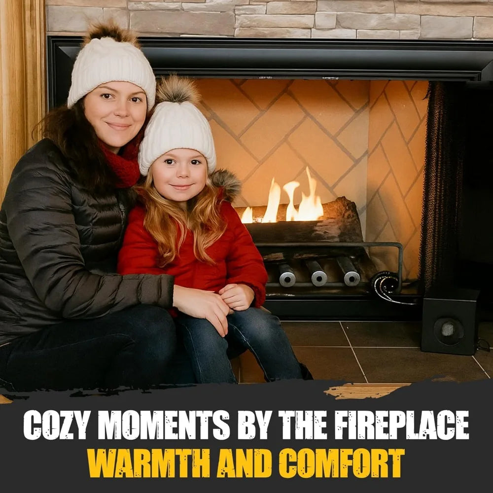 Dual-Speed Wood Fireplace Heater with 4 Aluminized Steel Tubes and Hearth Blower