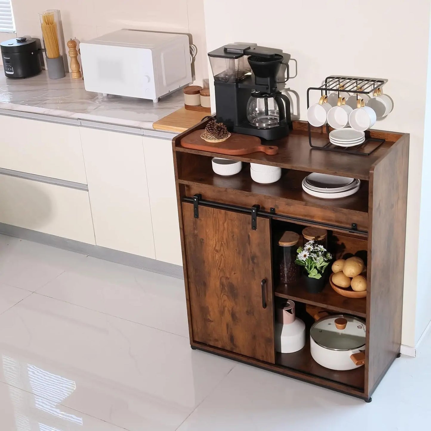 Coffee Bar Cabinet/Table, 32" Buffet Sideboard