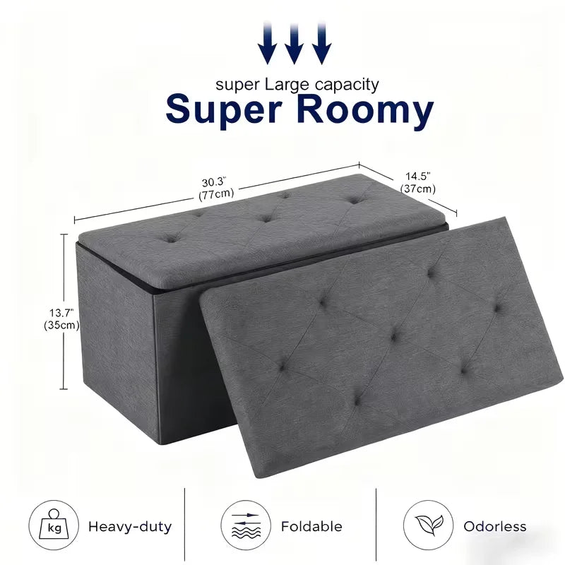 Heavy Duty Folding Storage Ottoman Bench