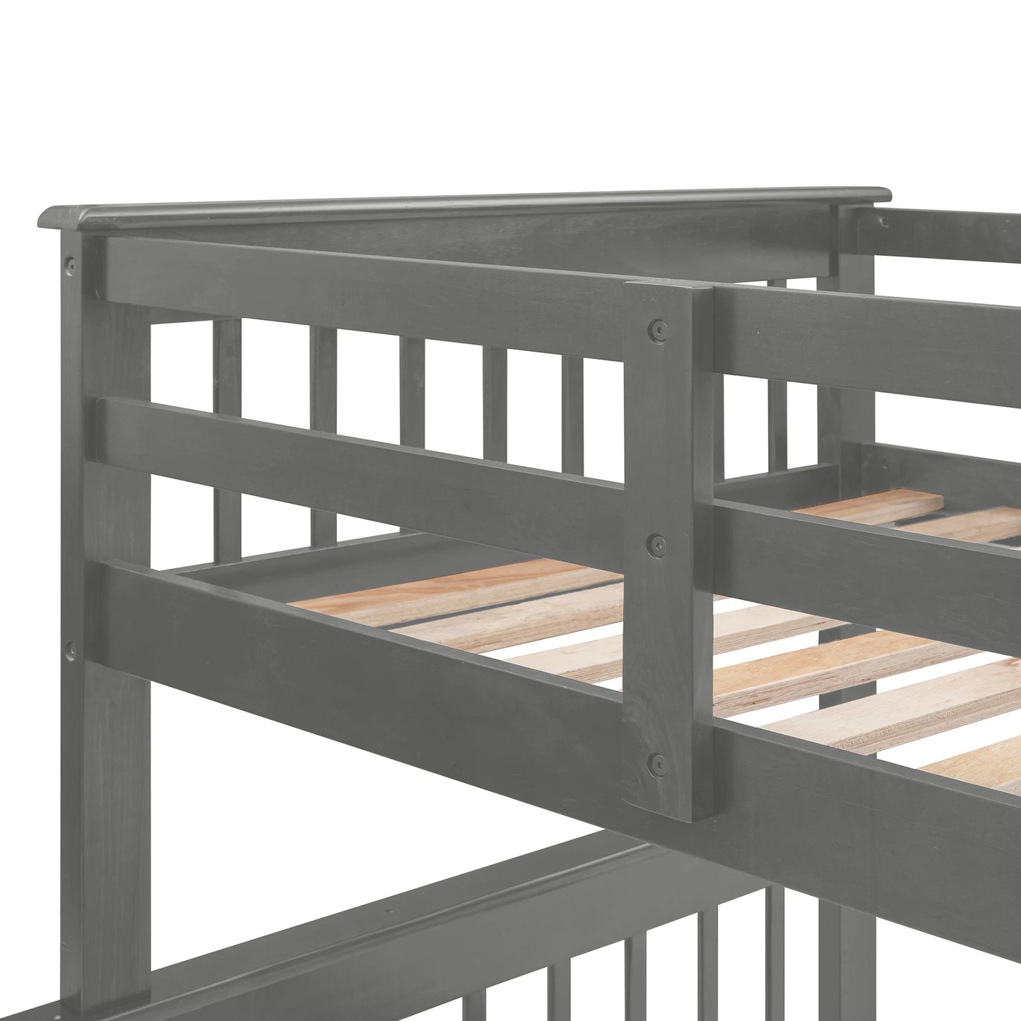 Stairway Twin-Over-Full Bunk Bed W / Drawer, Storage and Guard Rail for Bedroom, Dorm, for Adults