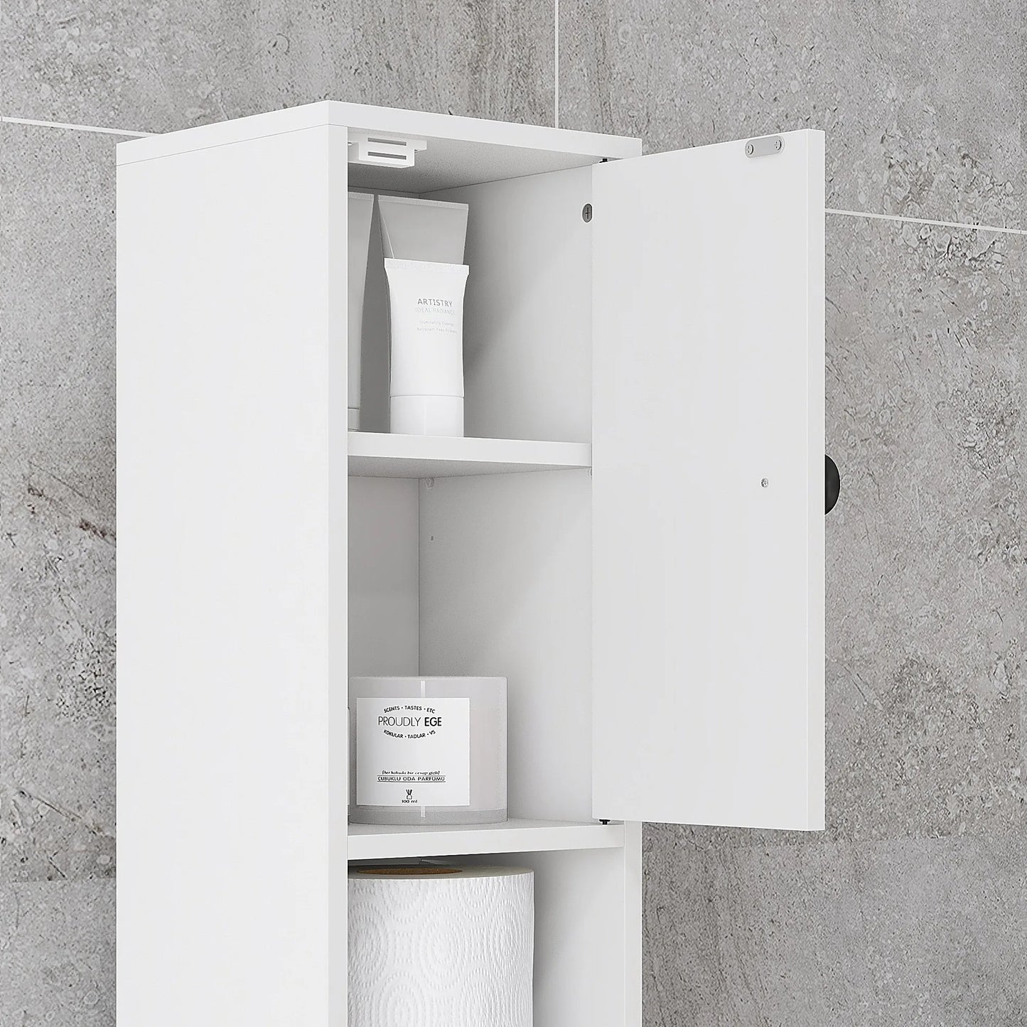 71" Tall Bathroom Storage Cabinet, Narrow Toilet Paper Cabinet