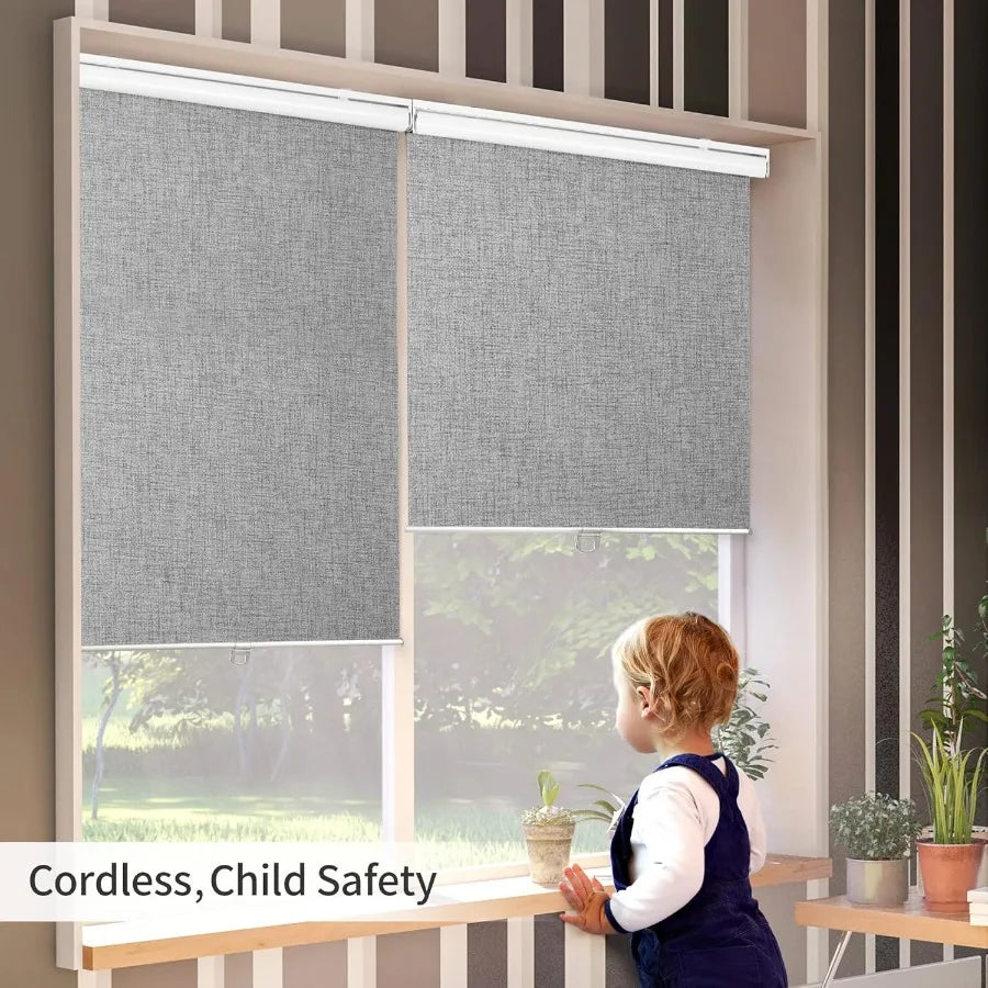 100 Blackout Roller Window Shades Window Blinds Cordless W /Thermal Insulated