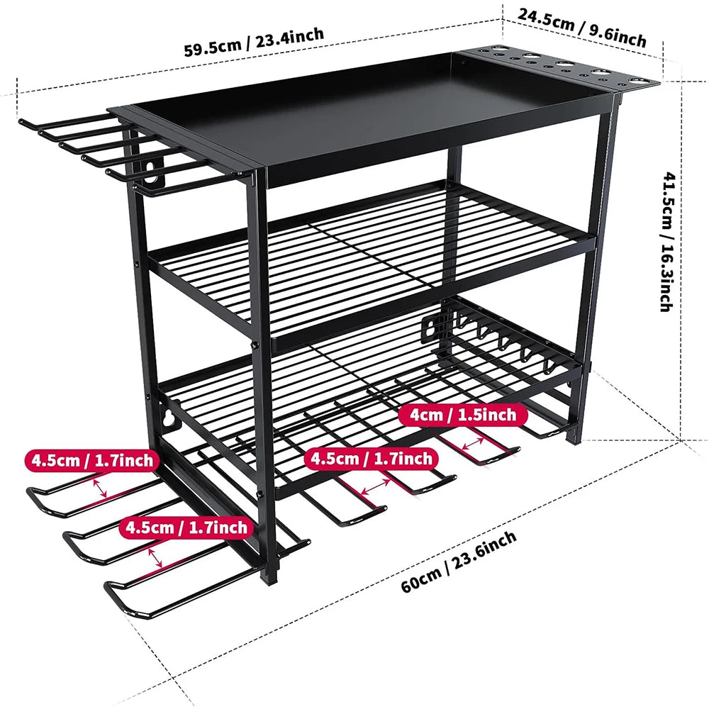 4 Layer Wall Mounted Storage Rack With Hooks