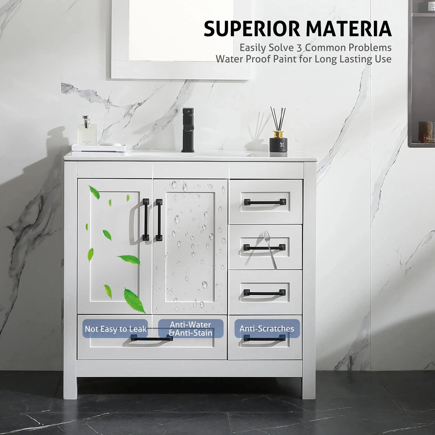 18" Modern Bathroom Furniture Wash Vanity Storage Cabinet