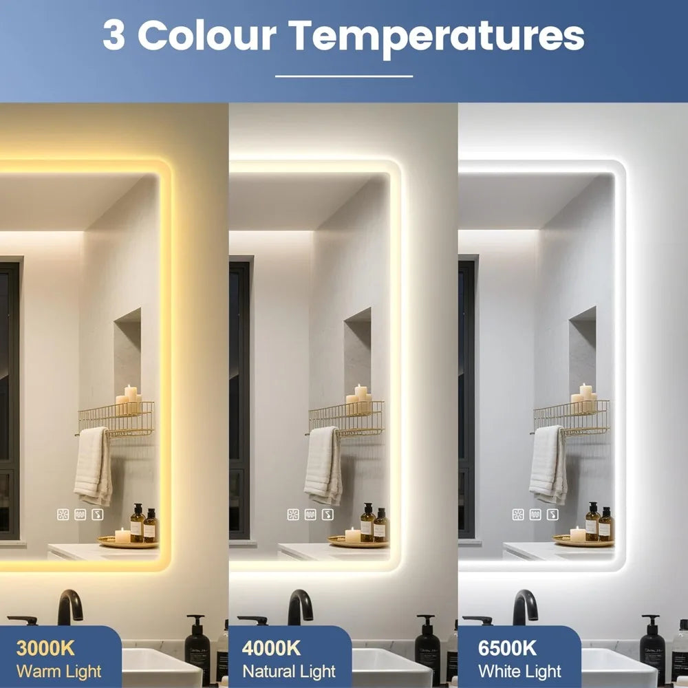 24"x32" LED-Bathroom-Mirror W/ Lights, Wall-Mounted with Bluetooth Speaker