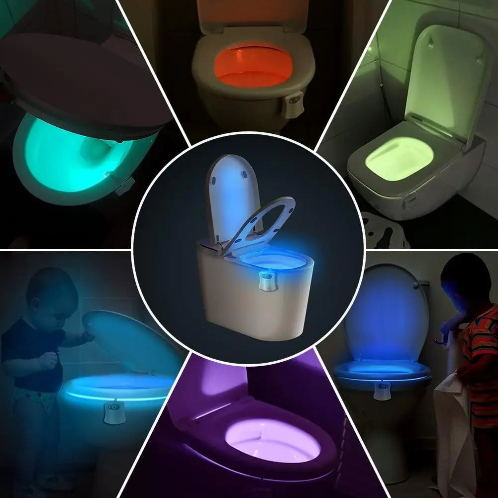 Toilet Lights Motion Detection Sensor, 1 Pack Smart Night Light for Bathroom, 16 Color Changing Inside Toilet Bowl