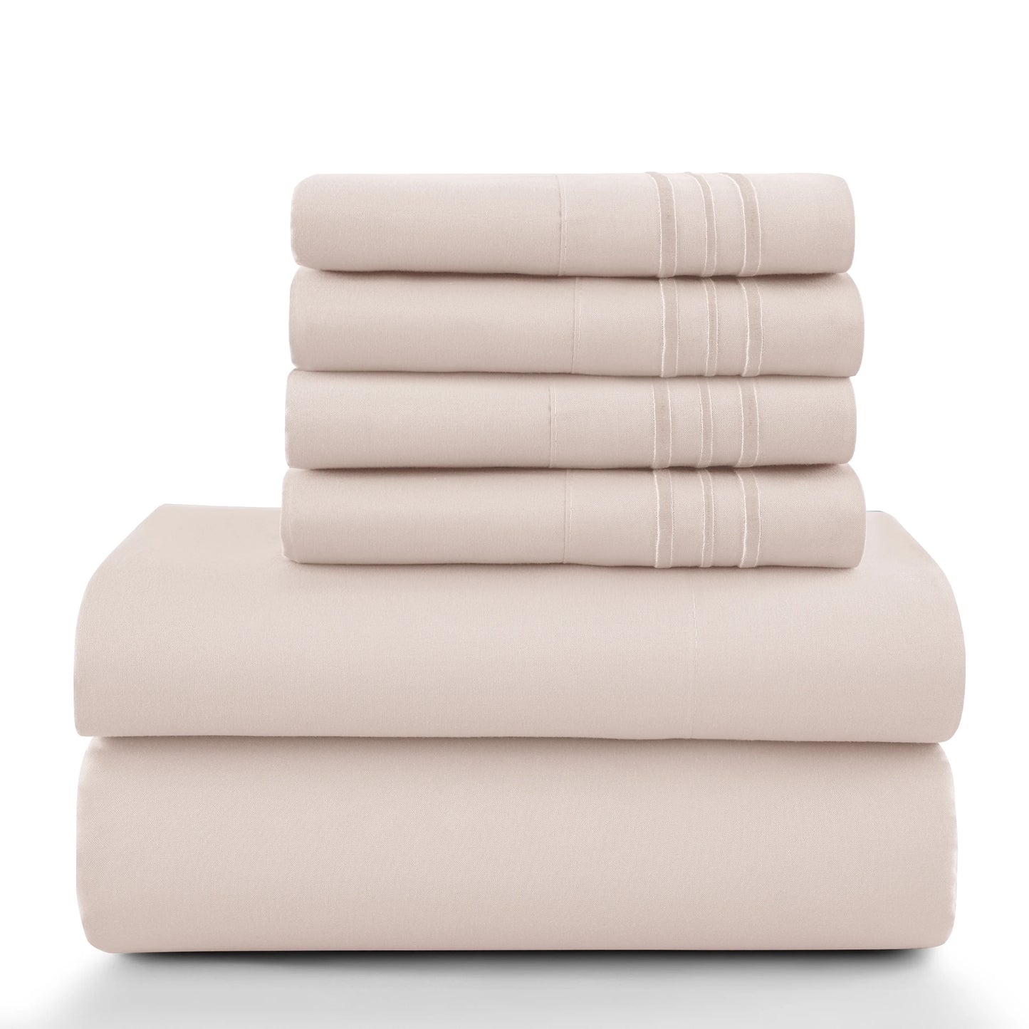 LUX Décor Sheet Set – 6 Piece Ultra-Soft Microfiber Bed Sheets with Flat Sheet, 16 Inches Deep Pocket Fitted Sheet