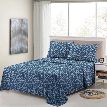 LUX Décor Floral Sheet Set - 3 Piece Ultra-Soft Microfiber Bed Sheets W /Flat Sheet, 16 Inches Deep Pocket Fitted Sheet