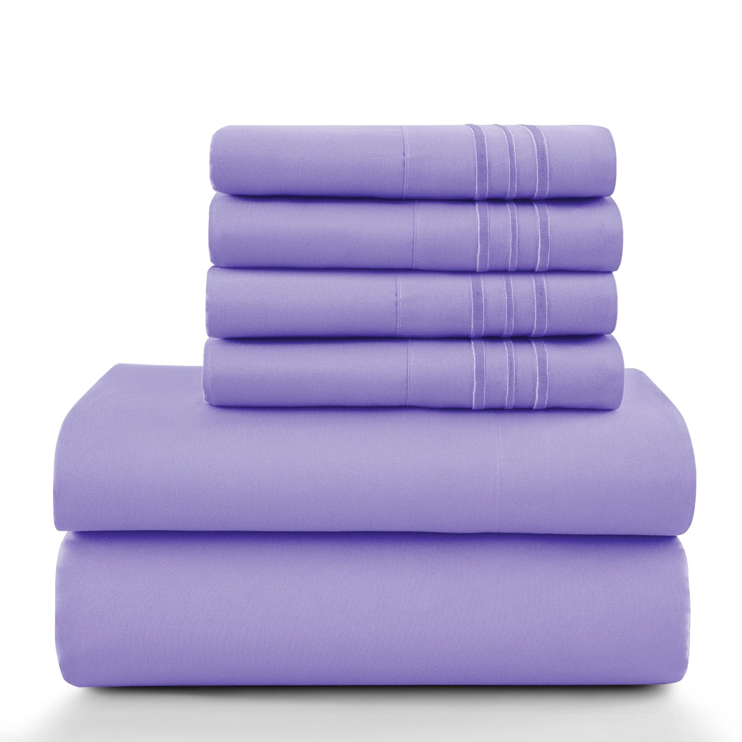 LUX Décor Sheet Set – 6 Piece Ultra-Soft Microfiber Bed Sheets with Flat Sheet, 16 Inches Deep Pocket Fitted Sheet
