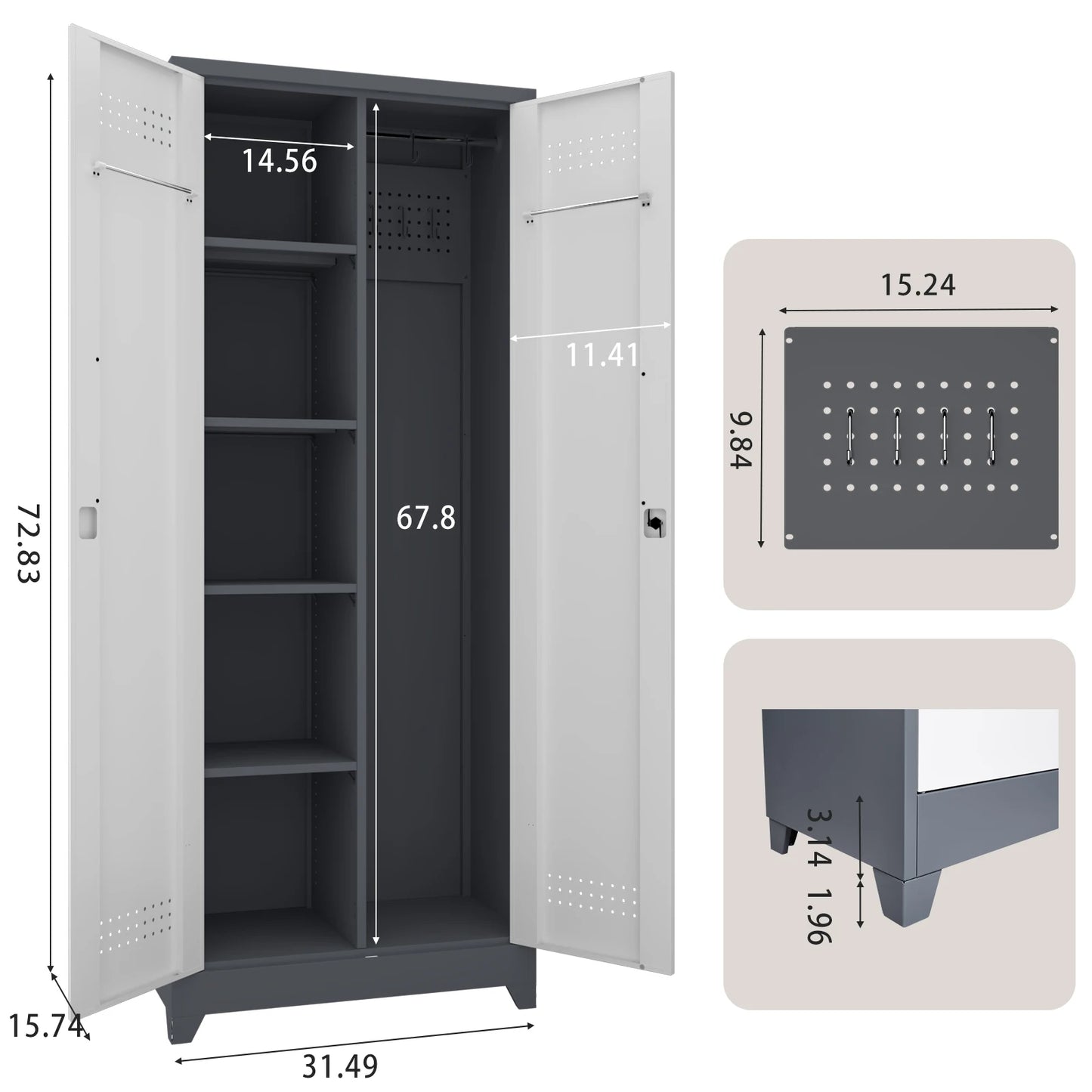 Professional Garage Tool Storage Cabinet Heavy Duty Lockable Adjustable Shelves Waterproof