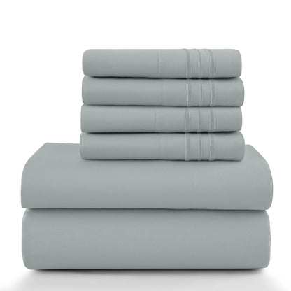 LUX Décor Sheet Set – 6 Piece Ultra-Soft Microfiber Bed Sheets with Flat Sheet, 16 Inches Deep Pocket Fitted Sheet