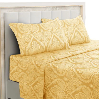 Lux Decor 4-Piece Paisley Bed Sheet Set – Soft Brushed Microfiber Sheets
