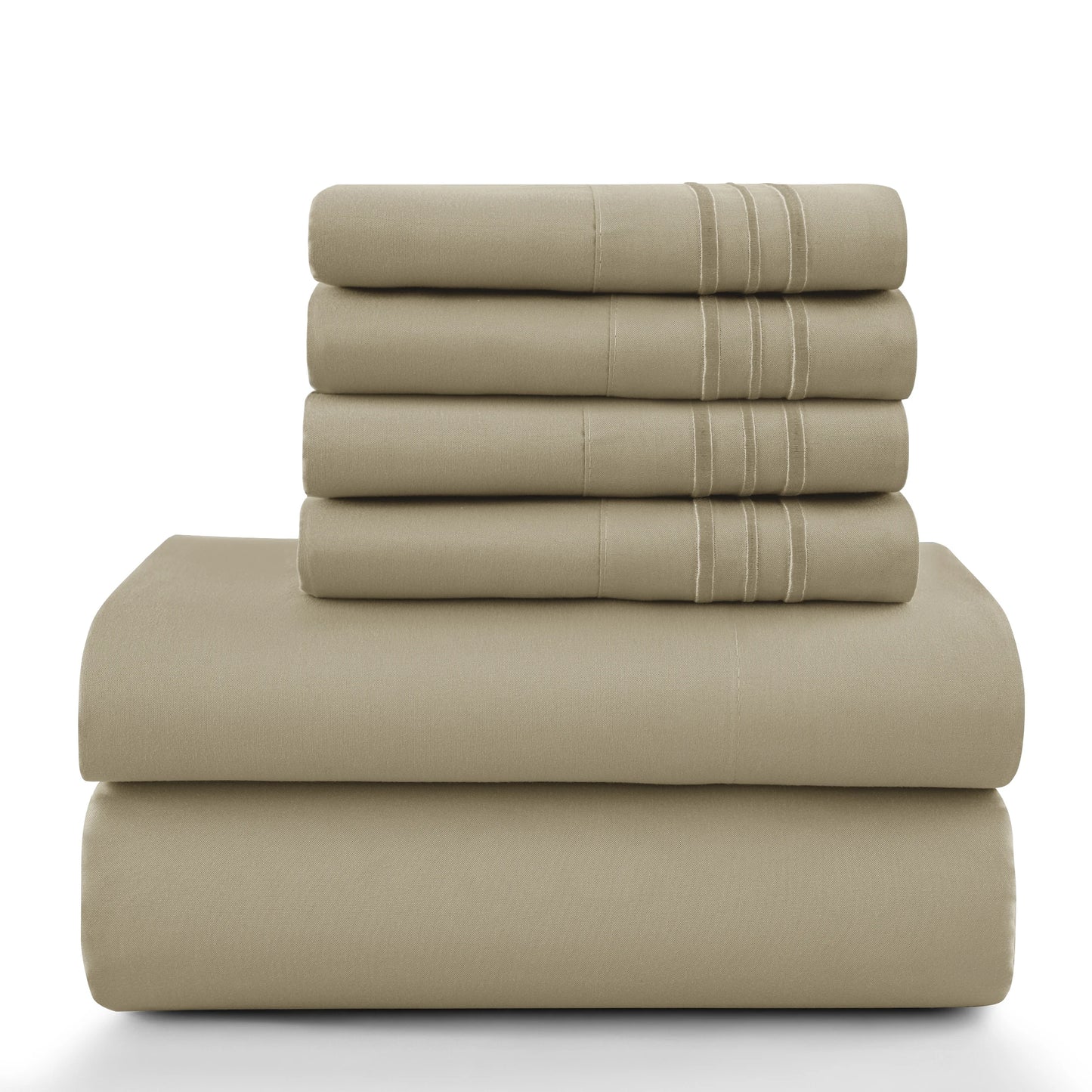 LUX Décor Sheet Set – 6 Piece Ultra-Soft Microfiber Bed Sheets with Flat Sheet, 16 Inches Deep Pocket Fitted Sheet