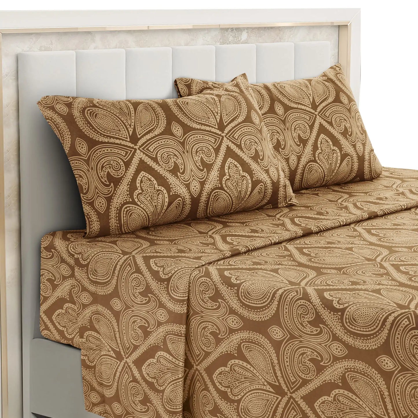 Lux Decor 4-Piece Paisley Bed Sheet Set – Soft Brushed Microfiber Sheets