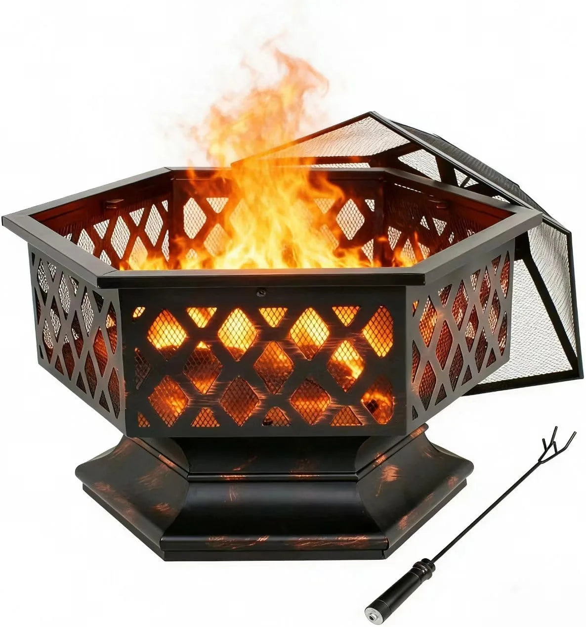 24" Outdoor Fire Pit Wood Burning Firepits Steel Firepit Bowl