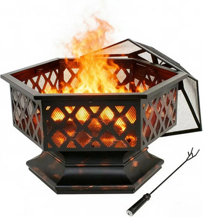24" Outdoor Fire Pit Wood Burning Firepits Steel Firepit Bowl