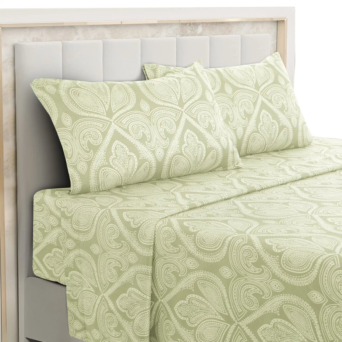 Lux Decor 4-Piece Paisley Bed Sheet Set – Soft Brushed Microfiber Sheets