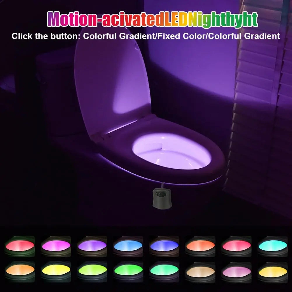 Toilet Lights Motion Detection Sensor, 1 Pack Smart Night Light for Bathroom, 16 Color Changing Inside Toilet Bowl