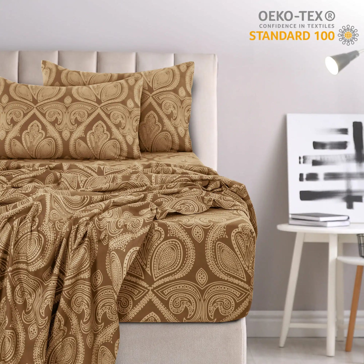 Lux Decor 4-Piece Paisley Bed Sheet Set – Soft Brushed Microfiber Sheets