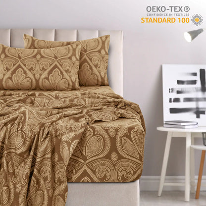 Lux Decor 4-Piece Paisley Bed Sheet Set – Soft Brushed Microfiber Sheets