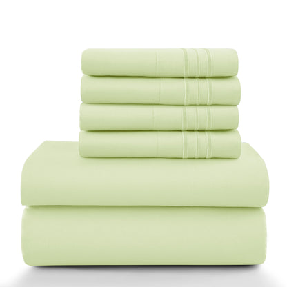 LUX Décor Sheet Set – 6 Piece Ultra-Soft Microfiber Bed Sheets with Flat Sheet, 16 Inches Deep Pocket Fitted Sheet
