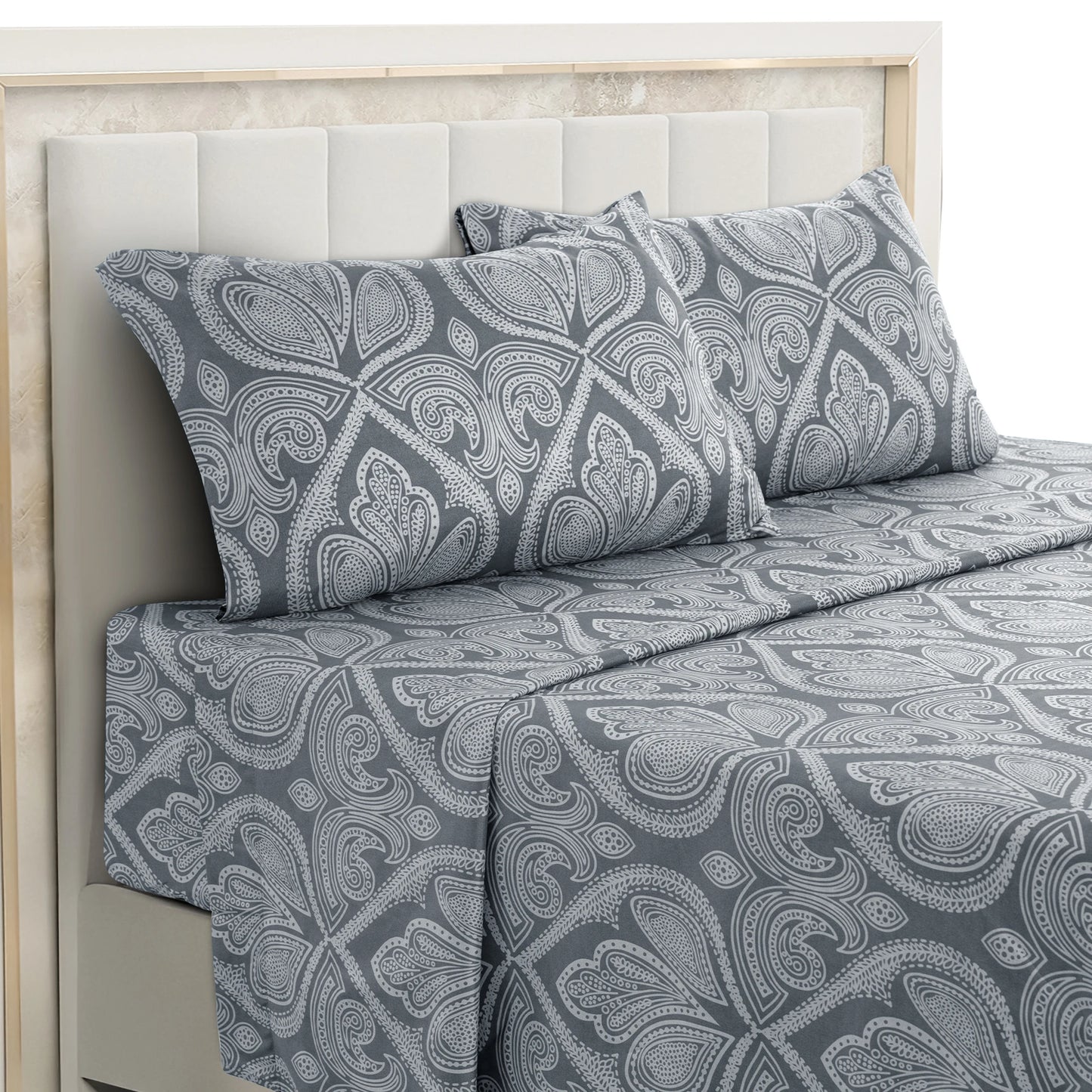 Lux Decor 4-Piece Paisley Bed Sheet Set – Soft Brushed Microfiber Sheets