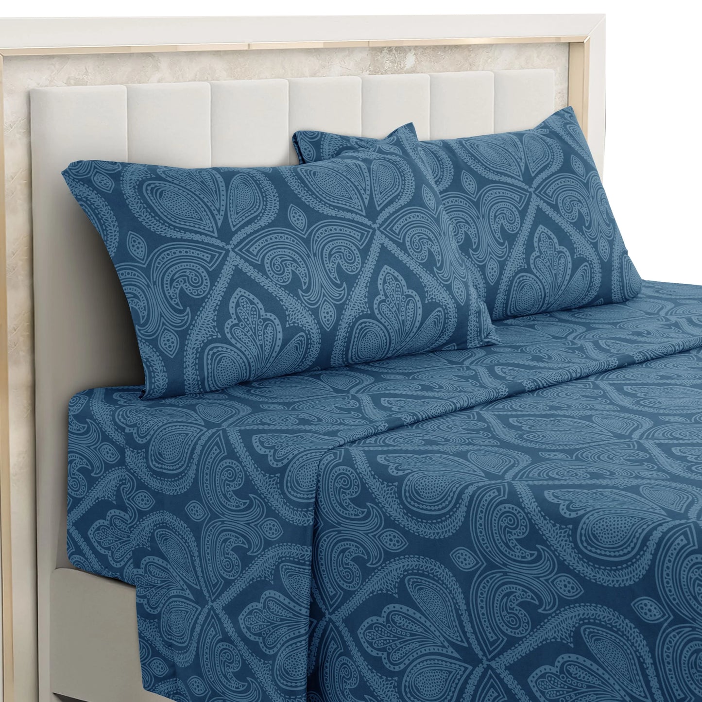 Lux Decor 4-Piece Paisley Bed Sheet Set – Soft Brushed Microfiber Sheets