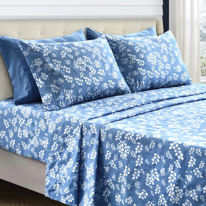 LUX Décor Floral Sheet Set - 3 Piece Ultra-Soft Microfiber Bed Sheets W /Flat Sheet, 16 Inches Deep Pocket Fitted Sheet