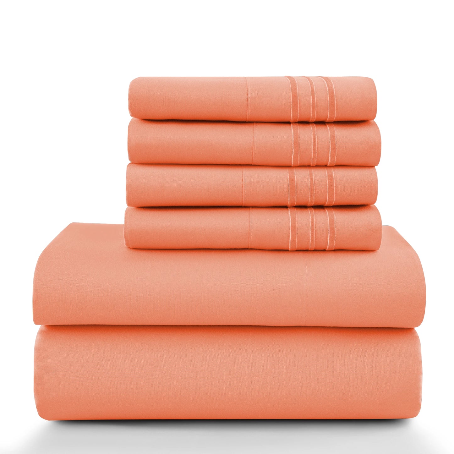 LUX Décor Sheet Set – 6 Piece Ultra-Soft Microfiber Bed Sheets with Flat Sheet, 16 Inches Deep Pocket Fitted Sheet