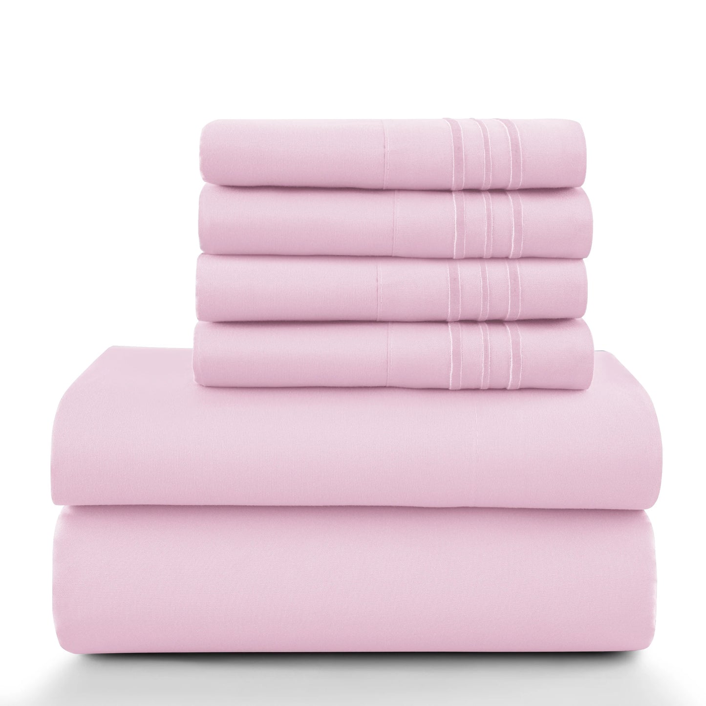 LUX Décor Sheet Set – 6 Piece Ultra-Soft Microfiber Bed Sheets with Flat Sheet, 16 Inches Deep Pocket Fitted Sheet