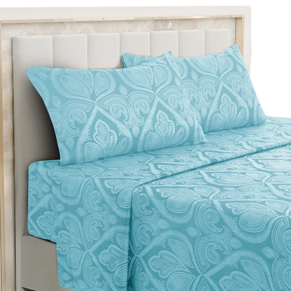 Lux Decor 4-Piece Paisley Bed Sheet Set – Soft Brushed Microfiber Sheets