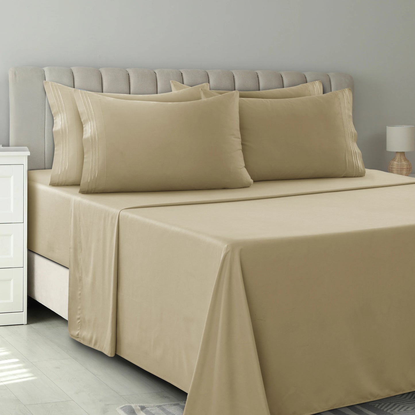 LUX Décor Sheet Set – 6 Piece Ultra-Soft Microfiber Bed Sheets with Flat Sheet, 16 Inches Deep Pocket Fitted Sheet