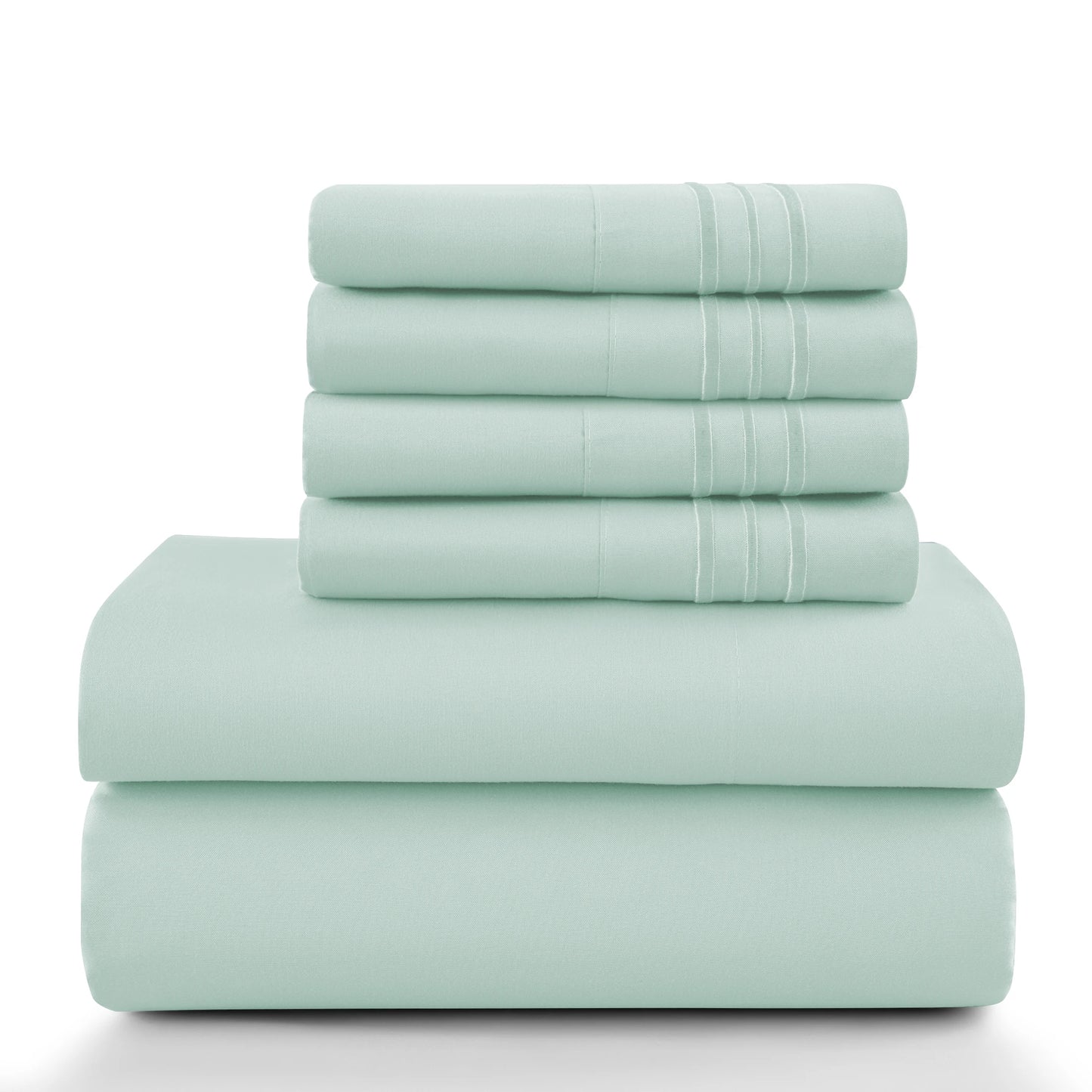 LUX Décor Sheet Set – 6 Piece Ultra-Soft Microfiber Bed Sheets with Flat Sheet, 16 Inches Deep Pocket Fitted Sheet
