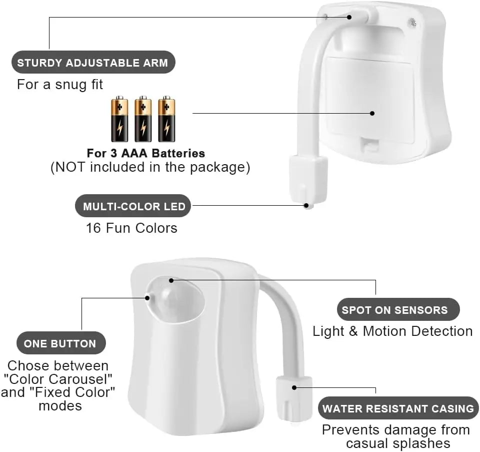 Toilet Lights Motion Detection Sensor, 1 Pack Smart Night Light for Bathroom, 16 Color Changing Inside Toilet Bowl