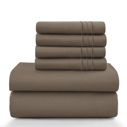LUX Décor Sheet Set – 6 Piece Ultra-Soft Microfiber Bed Sheets with Flat Sheet, 16 Inches Deep Pocket Fitted Sheet