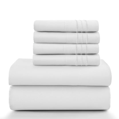 LUX Décor Sheet Set – 6 Piece Ultra-Soft Microfiber Bed Sheets with Flat Sheet, 16 Inches Deep Pocket Fitted Sheet