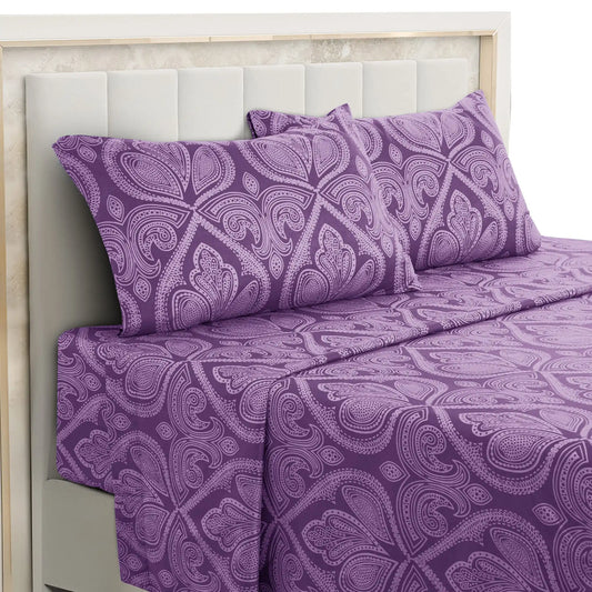 Lux Decor 4-Piece Paisley Bed Sheet Set – Soft Brushed Microfiber Sheets