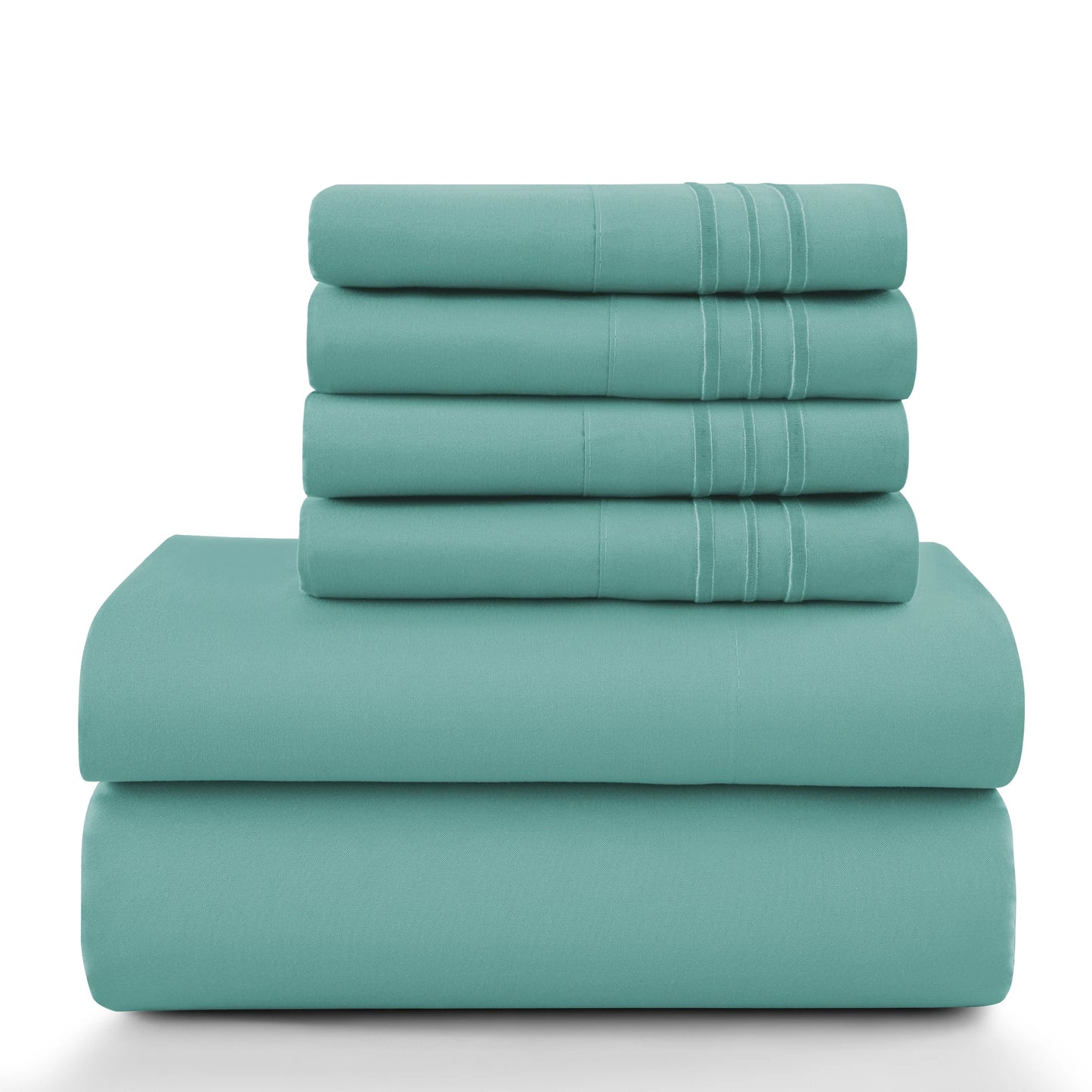 LUX Décor Sheet Set – 6 Piece Ultra-Soft Microfiber Bed Sheets with Flat Sheet, 16 Inches Deep Pocket Fitted Sheet