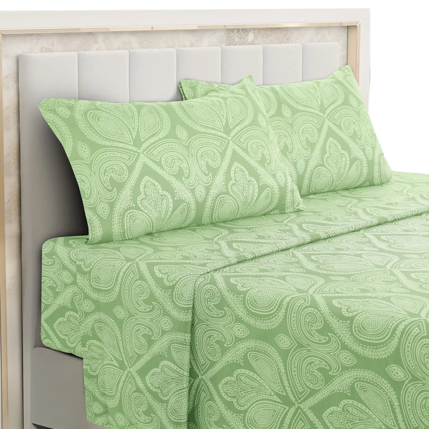 Lux Decor 4-Piece Paisley Bed Sheet Set – Soft Brushed Microfiber Sheets