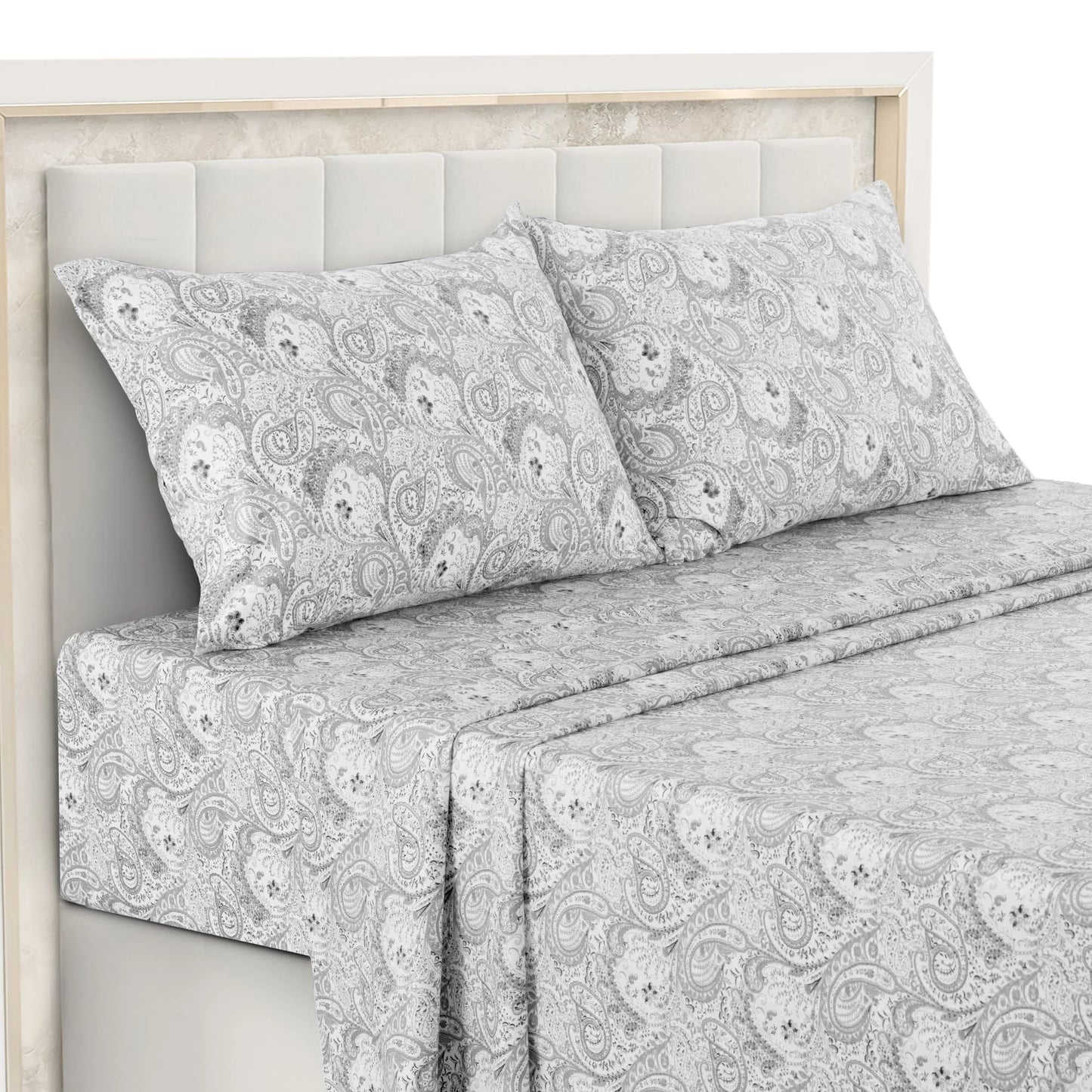 Lux Decor 4-Piece Paisley Bed Sheet Set – Soft Brushed Microfiber Sheets