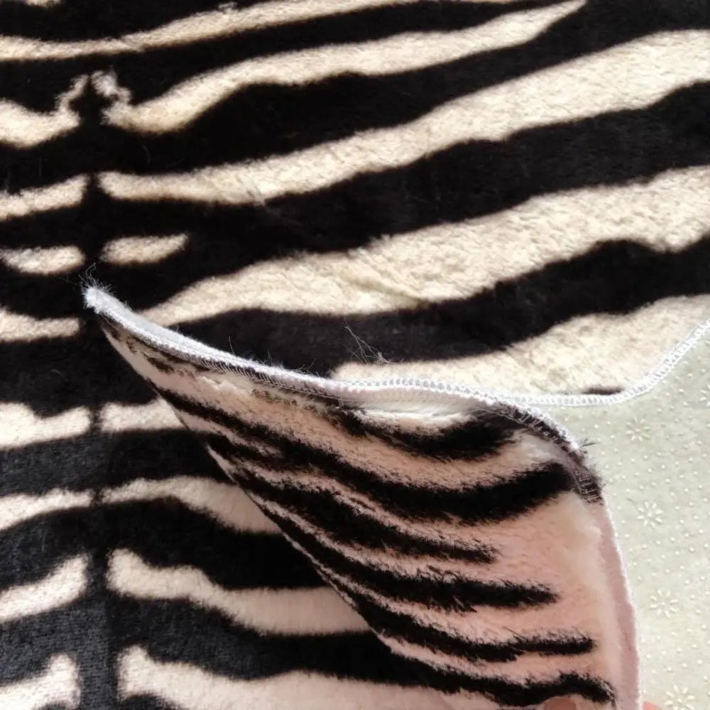 Muzzi Zebra Printed Carpet W / Velvet Imitation Leather Rugs Animal Skins