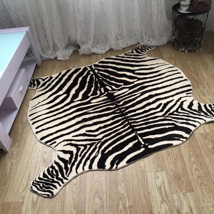 Muzzi Zebra Printed Carpet W / Velvet Imitation Leather Rugs Animal Skins