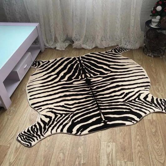 Muzzi Zebra Printed Carpet W / Velvet Imitation Leather Rugs Animal Skins