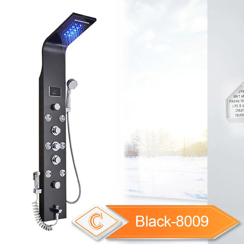 LED Bathroom Shower Panel 6 Modes Intelligent LCD Shower