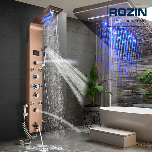 LED Bathroom Shower Panel 6 Modes Intelligent LCD Shower
