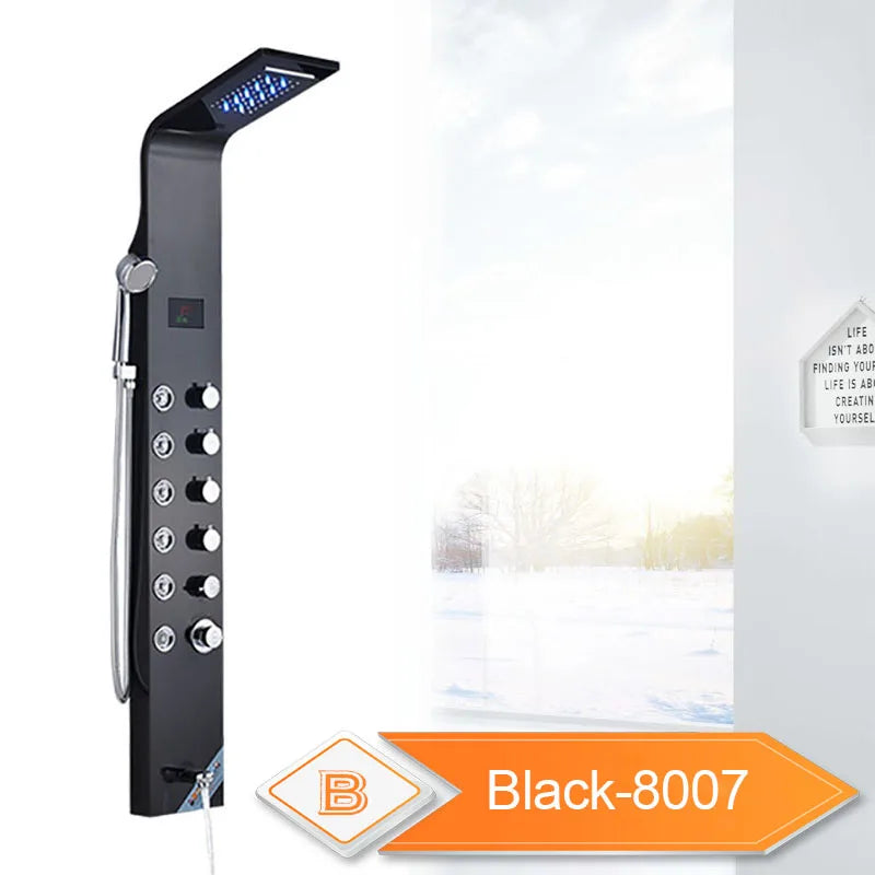 LED Bathroom Shower Panel 6 Modes Intelligent LCD Shower