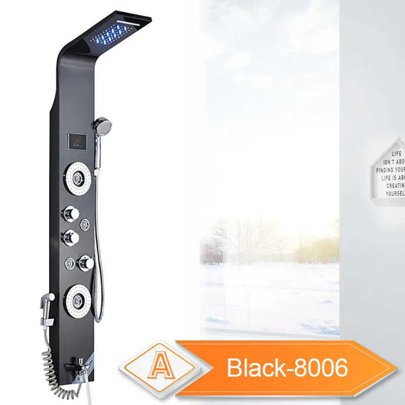 LED Bathroom Shower Panel 6 Modes Intelligent LCD Shower