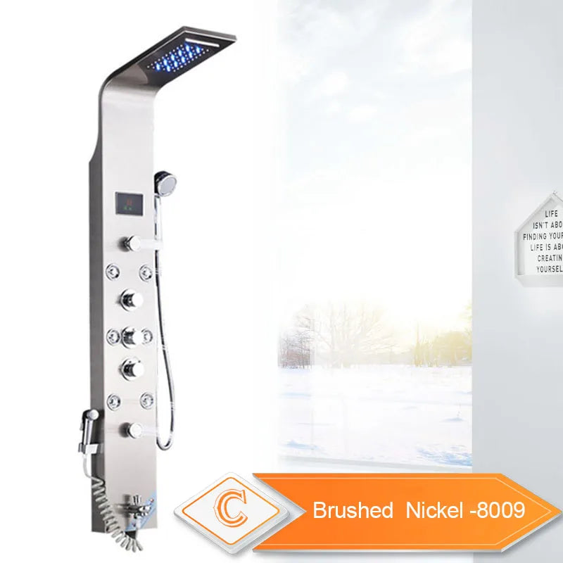 LED Bathroom Shower Panel 6 Modes Intelligent LCD Shower
