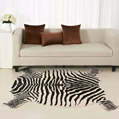Muzzi Zebra Printed Carpet W / Velvet Imitation Leather Rugs Animal Skins